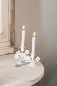 Kerzenhalter weiß mit 2 Blüten